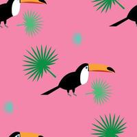 Exotic toucan pattern, cartoon style vector