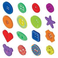 Clothes button icons set, isometric style vector