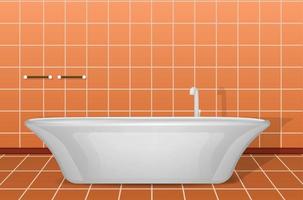 Modern white bathtub concept background, realistic style vector