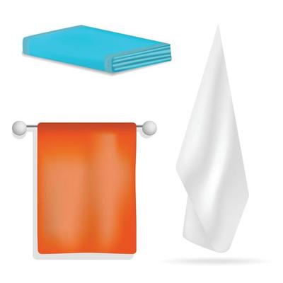 Towel hanging spa bath mockup set, realistic style