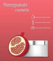 Pomegranate cosmetic concept background, realistic style vector