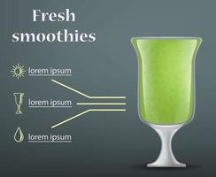 Fresh green smoothie concept background, realistic style vector