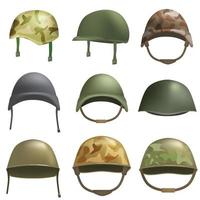 Army helmet soldier mockup set, realistic style vector