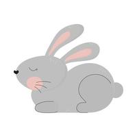 Cute grey rabbit hand drawn vector illustration. Cartoon animal character for kids, toddlers and babies fashion. Easter Bunny