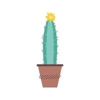 colorida planta de cactus con flores en macetas de colores. plantas exóticas y tropicales - cactus para diseño aislado sobre fondo blanco. cactus dibujados a mano para el diseño. vector