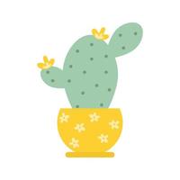 colorida planta de cactus con flores en macetas de colores. plantas exóticas y tropicales - cactus para diseño aislado sobre fondo blanco. cactus dibujados a mano para el diseño. vector