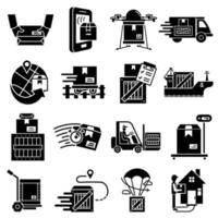 Parcel delivery icons set, simple style vector