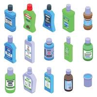 Mouthwash icons set, isometric style vector