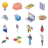 Idea icons set, isometric style vector