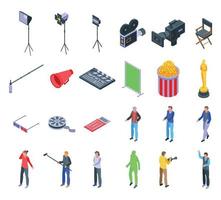 Cinematographer icons set, isometric style vector