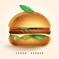 Ilustración de vector de hamburguesa a base de plantas sin carne vegana