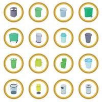 Trash bin set icon circle vector