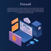 Firewall protection concept background, isometric style vector