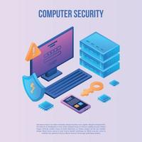 Computer security concept background, isometric style vector