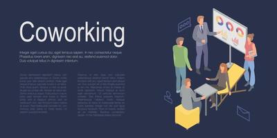 Coworking concept banner, isometric style vector