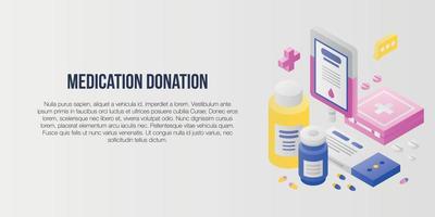 Medication donation concept banner, isometric style vector