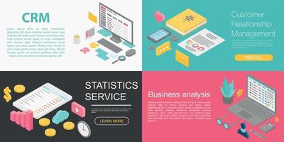 CRM banner set, isometric style vector