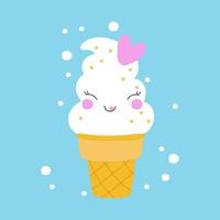 Card with cute ice cream. Kids print. Vector illustrations