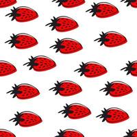 Strawberry with leaves seamless pattern for textile prints, cards, design. Flat style strawberry pattern. Strawberry fruit pattern with seamless background illustration. vector