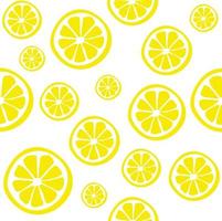 Tropical vector seamless pattern with yellow slices lemons. Vector summer bright print for fabric, wallpaper and decor.