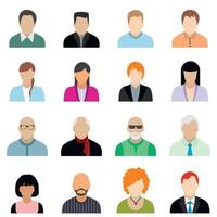 16 characters flat icons set vector