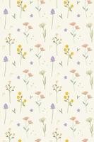 Abstract floral seamless pattern drawn. Modern style seamless floral pattern, light simple spring background. Vector illustration