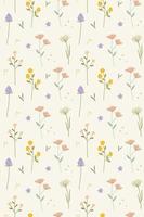 Abstract floral seamless pattern drawn. Modern style seamless floral pattern, light simple spring background. Vector illustration