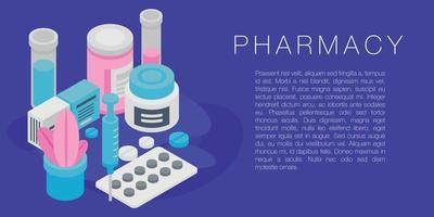 Pharmacy concept banner, isometric style