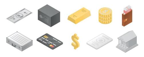 Bank metals icons set, isometric style vector