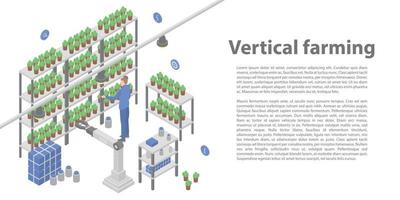 Vertical farming concept banner, isometric style vector