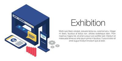 Exhibition concept banner, isometric style vector