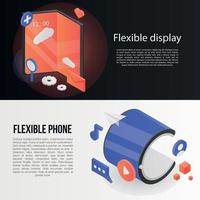 Flexible display banner set, isometric style vector