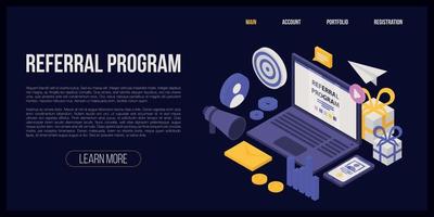 Referral program concept banner, isometric style vector