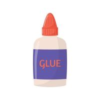 Bottle of white glue with orange top isolated on white background. Flat vector illustration