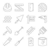 Building line icons set vector