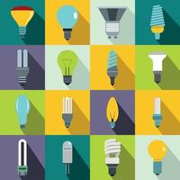 Light bulb icons set, flat style vector