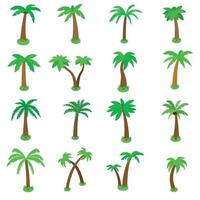 Palm tree icons set, isometric 3d style vector