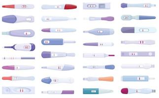 Pregnancy test icons set cartoon vector. Kit analysis vector