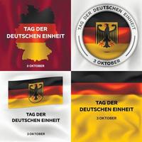 Deutschen Einheit banner set, isometric style vector