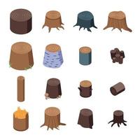 Stumps tree icons set, isometric style vector