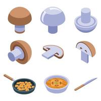 Champignon icons set, isometric style vector