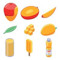 Mango icons set, isometric style vector
