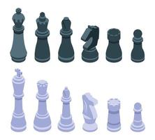 Chess icons set, isometric style vector