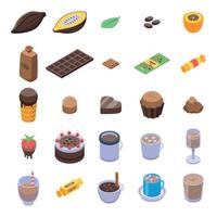 Cocoa icons set, isometric style vector