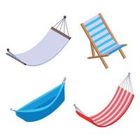 Hammock icons set, isometric style vector