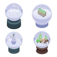 Snowglobe icons set, isometric style vector