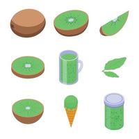 Kiwi icons set, isometric style vector