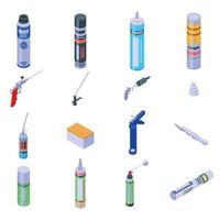 Polyurethane foam icons set, isometric style vector