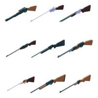 conjunto de iconos de rifle de caza, estilo isométrico