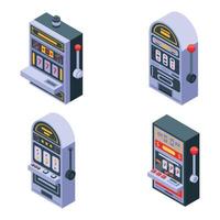 Slot machine icons set, isometric style